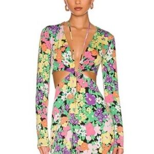 AFRM Neon Garden Floral Cutout Maxi Dress size XL